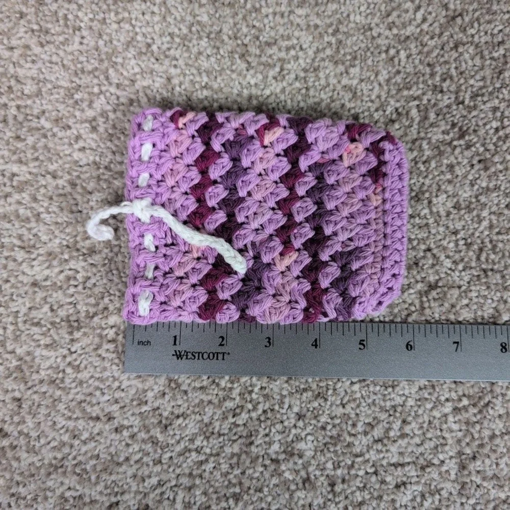 Handmade‎ Crochet Soap Saver Pouch Orchid Purple Exfoliating Drawstring